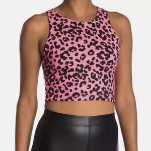 Good luck gem Neon Pink Leopard Print Crop Top